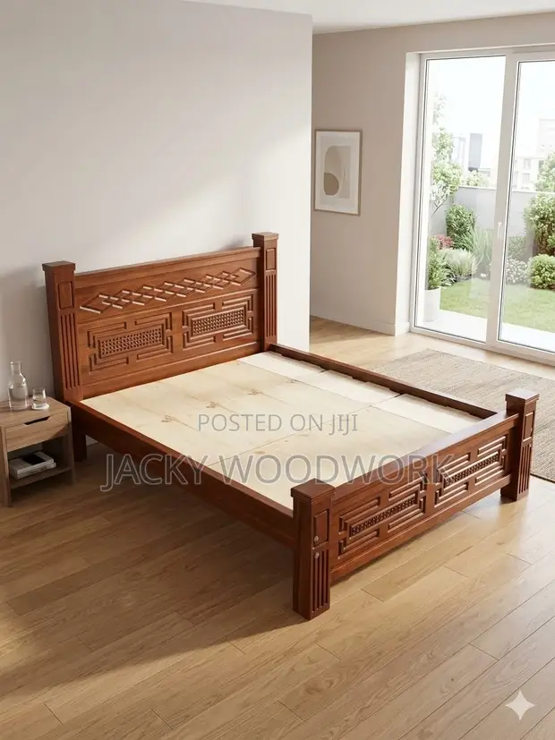 Modern Vertical Slat Bed - Queen Size - 1