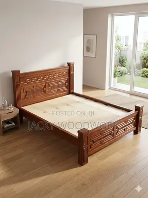 Modern Vertical Slat Bed - Queen Size
