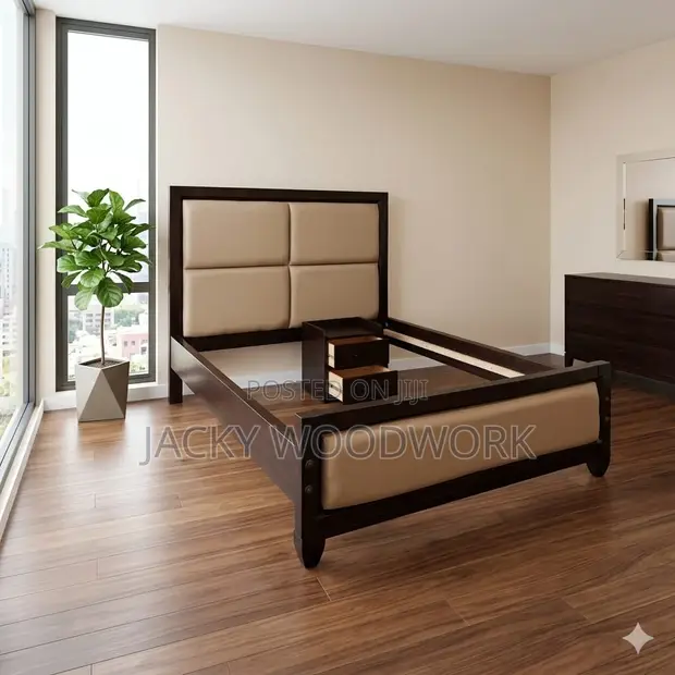 Contemporary Upholstered Platform Bed - Queen - 1