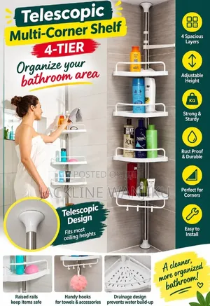 4-Tier Telescopic Multi-Corner Shelf