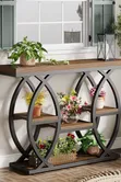 Industrial TV Stand with Metal Frame and Mahogany Tops - 1