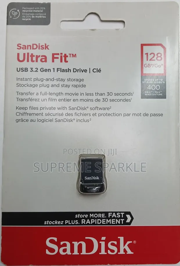 128GB SanDisk Ultra Fit USB 3.2 Gen 1 Flash Drive - 1