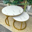 White Nesting Coffee Table - Marble Effect - 1