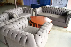 3 Seater Brown Sofa Set with Tables