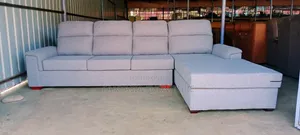 7 Seater Soft Fabric Sectional Sofa - Light Grey
