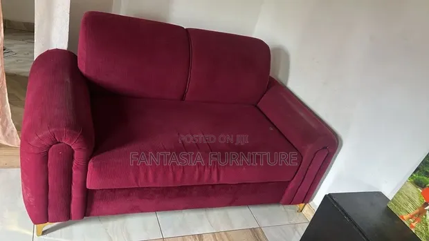 2-Seater Maroon Sofa - 1
