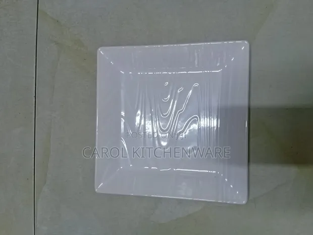 12-Piece Square White Melamine Plate Set - 1