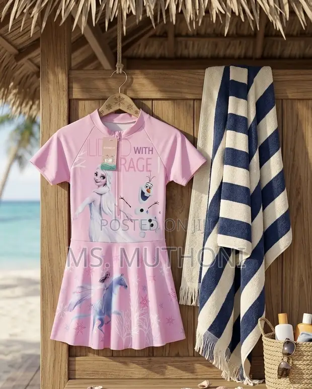 Girls' Pink 'Magical Ice Journey' Skirted Swimsuit - 1