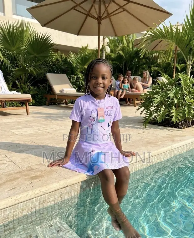 Disney Frozen Elsa Girls Swimming Costume Dress - 1