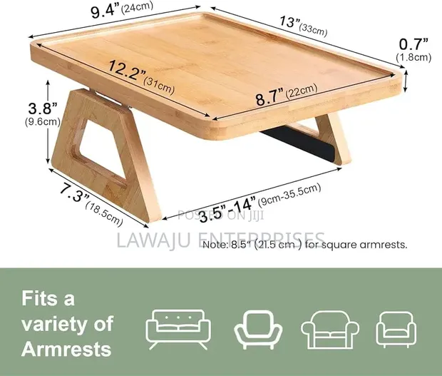 Foldable Wooden Sofa Armrest Tray Table - 1