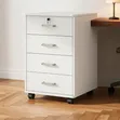 Wooden Multi-Purpose Cabinet with Lock and Wheels - 2