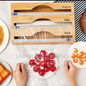 Bamboo Kitchen Organizer with Cling Film Cutter