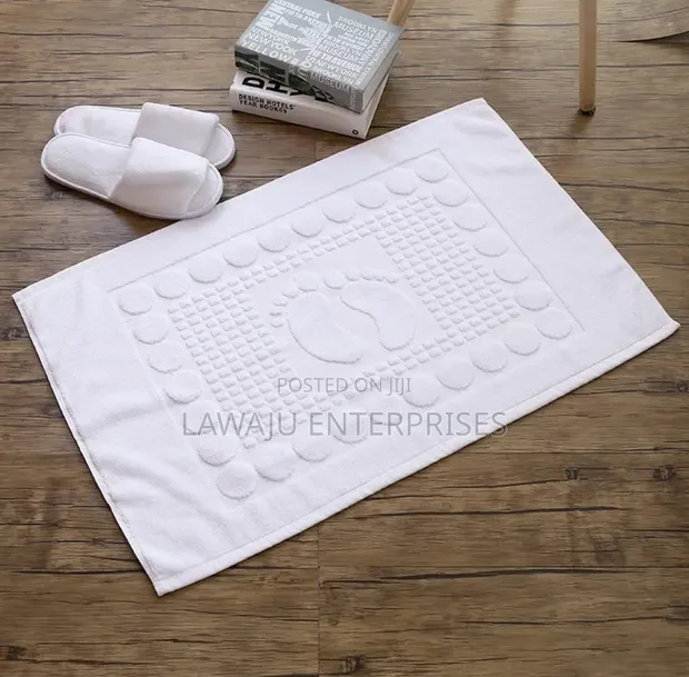 Cotton Bath Mats/Floor Mats - Grey & White - 1