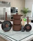 Rustic Luxe Non-Stick 14-Piece Cookware Set - Brown Rattan - 1