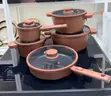 Rustic Luxe Non-Stick 14-Piece Cookware Set - Brown Rattan - 2