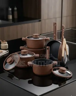 14-Piece Brown Rattan Cookware Set