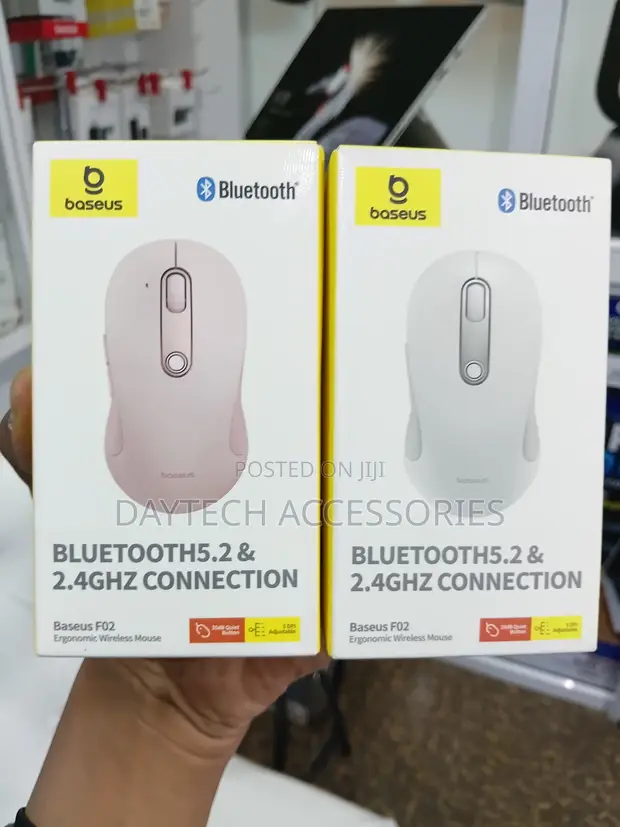Baseus F02 Ergonomic Dual-Mode Wireless Mouse (Pink/White) - 1
