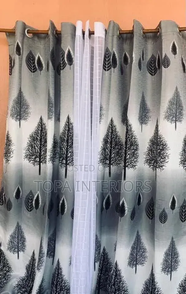 Tree Flowered Curtains with Rings Per Linear Metre - 1