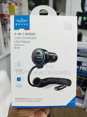 Brave B-23 50W 3-in-1 Car Charger (Lightning)