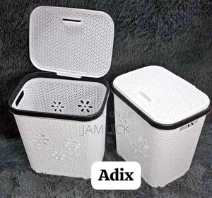 Square Plastic White Laundry Basket