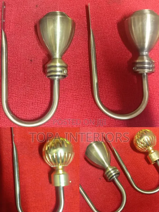 Metallic Curtain Tiebacks Wall Mounted Holders (Pair) - 1