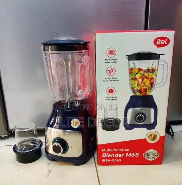 Itel M6S 800W Multi-Function Blender - 1.8L Jug + Grinding Cup - 1