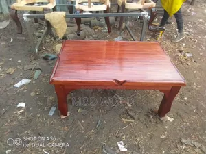 Warm Cherry Solid Wood Coffee Table with Sculpted Edge