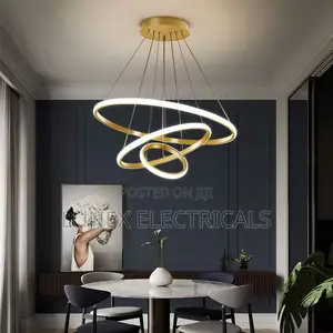 Gold Three Ring Round LED Chandelier Pendant Light