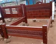 Handcrafted Solid Wood 5ft x 6ft Bed Frame with Carved Accents - 2