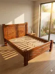 Chevron Pattern Wooden Bed - Queen Size - 1