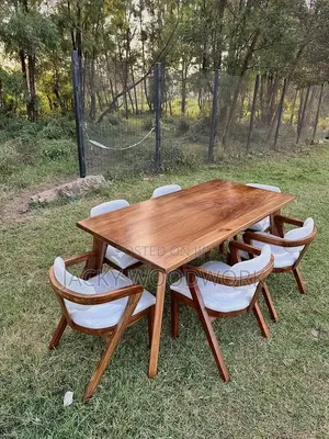 Outdoor Dining Set - Solid Wood Table & Armchairs