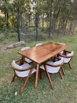Outdoor Dining Set - Solid Wood Table & Armchairs - 1