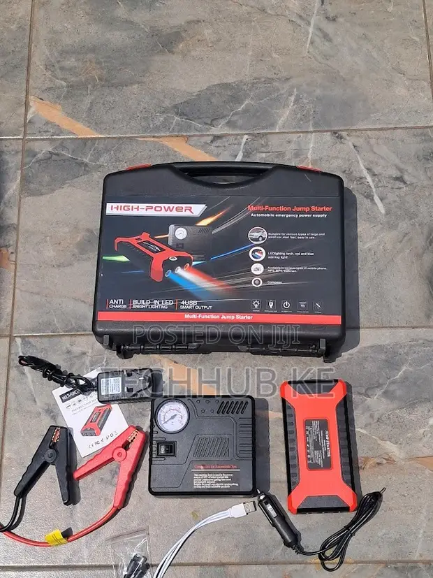 12V 99800mAh Emergency Car Jump Starter with Air Compressor - 1
