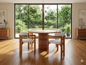 Mid-Century Round Marble Dining Set (4-Seater)