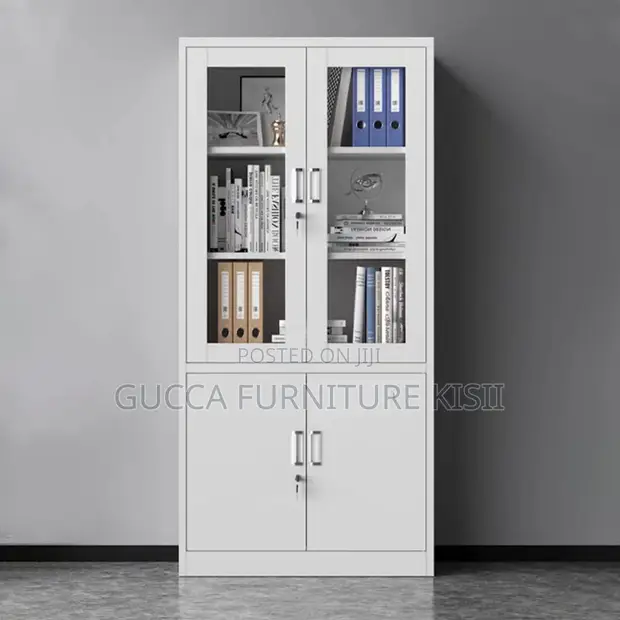 Gray Half Glass Filling Cabinet - 1