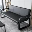 5-Seater Executive Reception Sofa - Black Leather - 4
