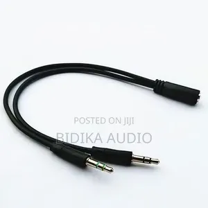 3.5mm Audio Splitter Cable: 2 Male to 1 Female