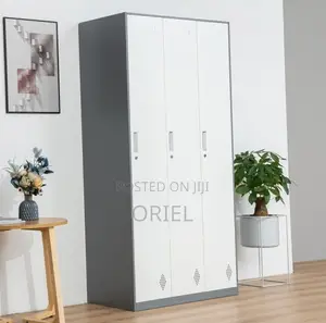 3-Door Steel Office Filing Cabinet - White