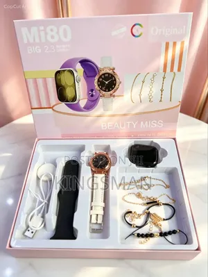 Smartwatch Jewelry Set - Black Silicone & Gold Accents