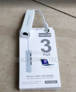 USB-C to LAN Adapter with 3 USB Ports for MacBook
