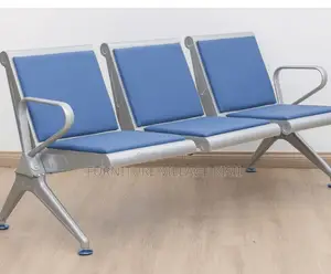 3-Link Padded Blue Reception Bench - Brand New