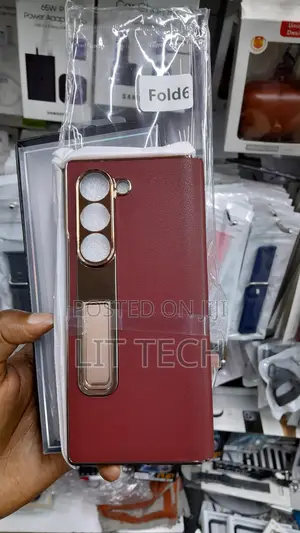 Samsung Galaxy Z Fold 6 Leather Case with Kickstand - Red