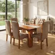 Solid Mahogany Dining Set with Chesterfield Upholstered Chairs - 1