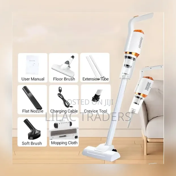 Portable Rechargeable Wireless Vacuum Cleaner - 4 Brush Heads - 1
