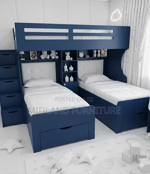 Space Saving Triple Decker Bunk Bed with Shelves