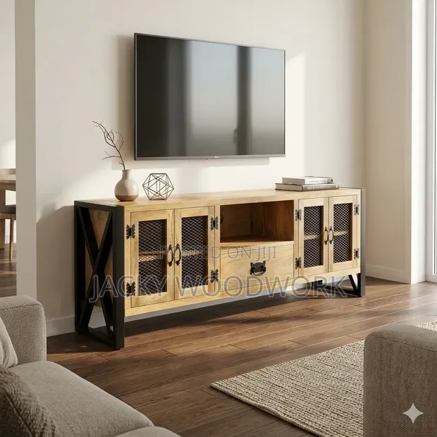 Rustic Loft-Style TV Media Unit / Living Room Credenza - 1