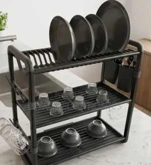 3-Tier Kitchen Dish Rack - Black
