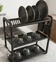 3-Tier Kitchen Dish Rack - Black - 2