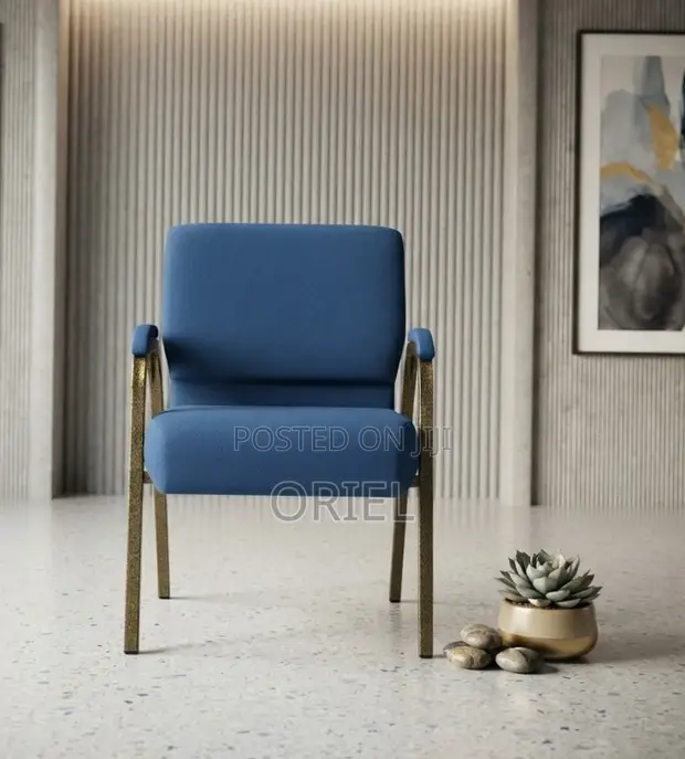 Fabric Conference Chair with Padded Arms - Blue - 1