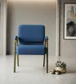 Fabric Conference Chair with Padded Arms - Blue - 1